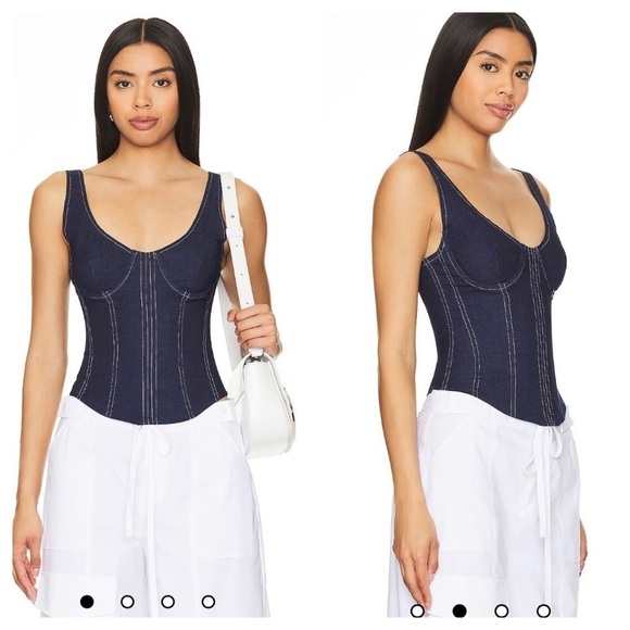 New! Superdown Aida Denim Bustier in Dark Wash 💙 Small NWT! - Picture 3 of 12